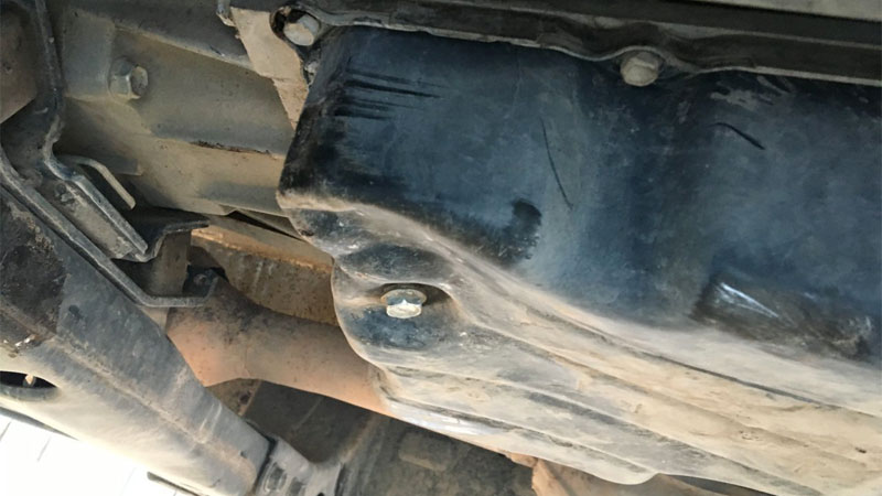 damaged transmission pan