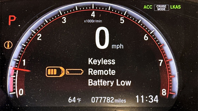 key remote battery warning